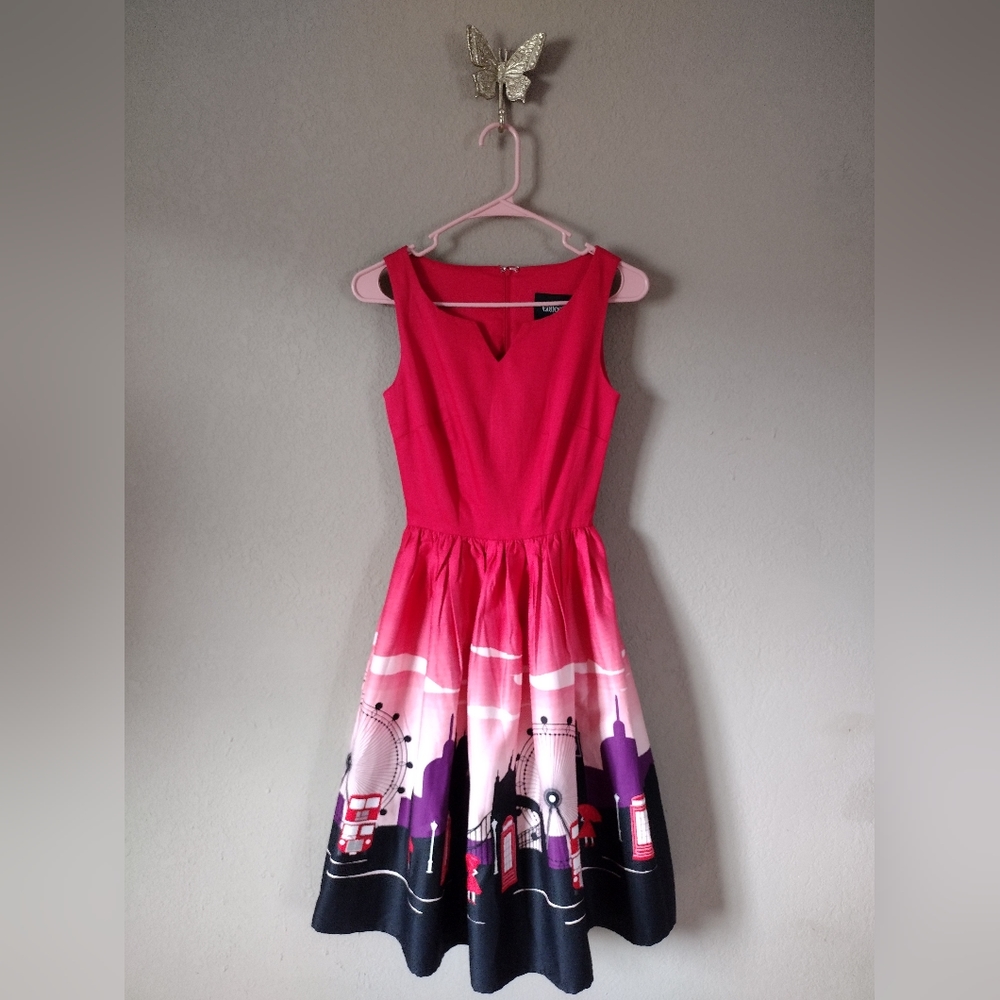 Collectif London Cityscape Novelty Fit & Flare A-Line Retro Swing Dress